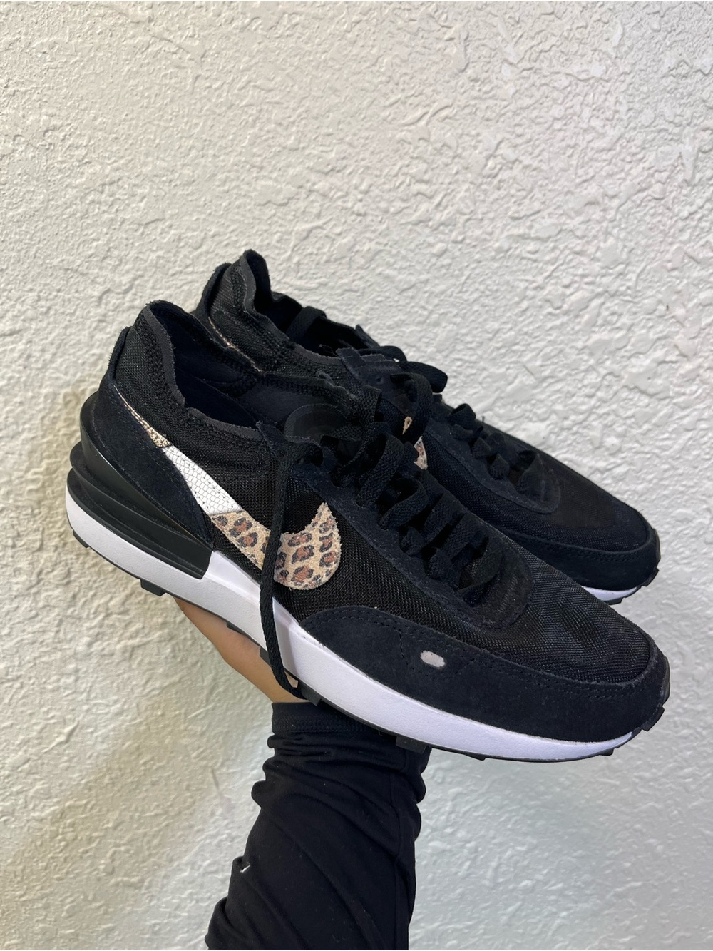 Nike Waffle One – Black / Leopard 🖤🐆